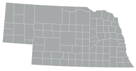 Map of the US states with districts. Map of the U.S. state of Nebraska