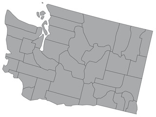 Map of the US states with districts. Map of the U.S. state of Washington