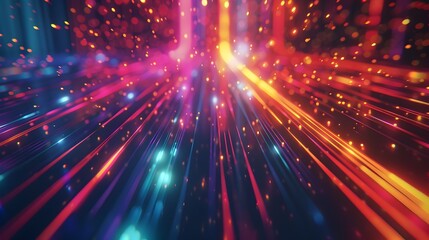 Cinematic Spectrum of Radiant Neon Rays and Glowing Lights in Abstract Backdrop