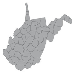 Map of the US states with districts. Map of the U.S. state of West Virginia