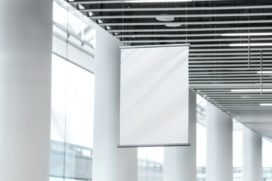 Close up of empty white stopper hanging in wooden interior with industrial ceiling mockup