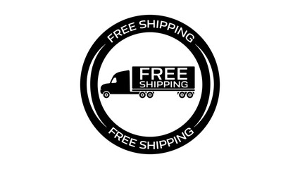 free shipping stamp, black isolated silhouette