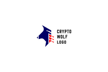 Crypto wolf template logo design solution, electronic elements