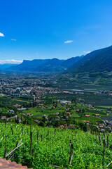 Sigths from Dorf Tyrol in South Tyrol Italy on Meran and other Landscapes.