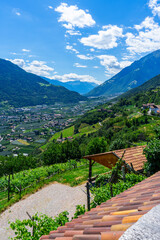 Sigths from Dorf Tyrol in South Tyrol Italy on Meran and other Landscapes.