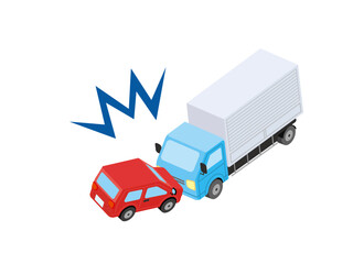 トラックと乗用車の正面衝突の交通事故