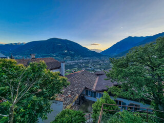 Sigths from Dorf Tyrol in South Tyrol Italy on Meran and other Landscapes.