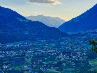 Sigths from Dorf Tyrol in South Tyrol Italy on Meran and other Landscapes.