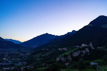 Sigths from Dorf Tyrol in South Tyrol Italy on Meran and other Landscapes.