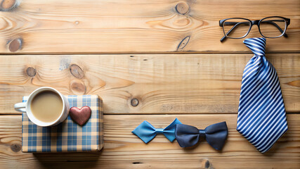 Cherished Moments: Father's Day with Ties, Coffee, and Gifts. Perfect for: Father's Day cards, social media posts, family gatherings, Parenting blogs, online gift shops, family photo albums.