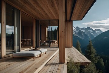 Modern architecture chalet mountain wood minimal