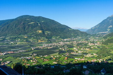 Sigths from Dorf Tyrol in South Tyrol Italy on Meran and other Landscapes.