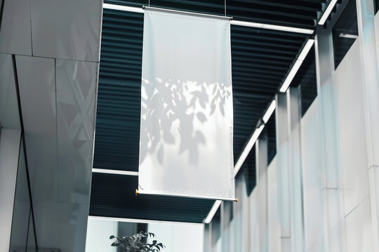 Close up of empty white stopper hanging in wooden interior with industrial ceiling mockup