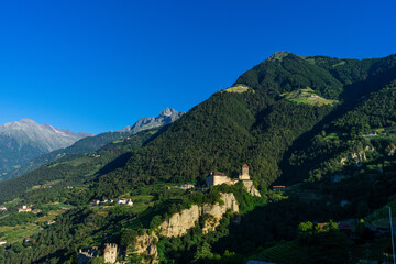 Sigths from Dorf Tyrol in South Tyrol Italy on Meran and other Landscapes.