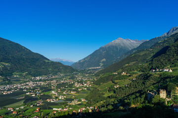 Sigths from Dorf Tyrol in South Tyrol Italy on Meran and other Landscapes.