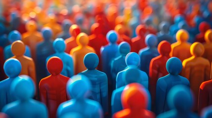 A large group of colorful plastic people.