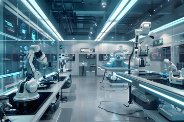 Futuristic AI Robotics Laboratory - Autonomous Robots for Innovative Scientific Research