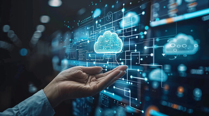 Cloud cyber security and information Technology of business. data network.