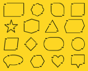 Quote frames collection. Set of remark quote box template. Simple black quote frames. Vector illustration