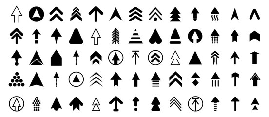 Arrows icons collection. Black arrows symbol. Set of app arrows