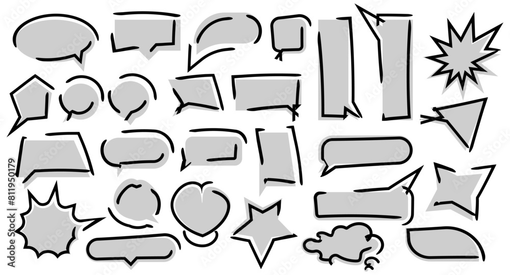 Poster Speech bubble collection with line. Set of line speech bubble. Vector illustration