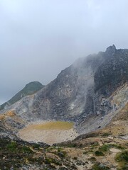 Mount Sibayak active volcano overlooking Berastagi in North Sumatra, Indonesia