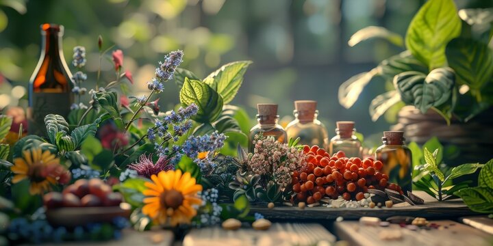 Natural remedies and herbal medicine. Alternative medicine concept.