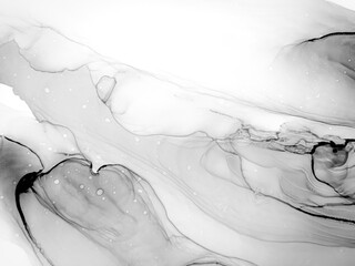 Alcohol Ink. Smoke Marble Background Swirl. Silver Alcohol Ink Abstract Art. Grey Abstract Draw. Color Marbling. Painted Backgrounds. Clouds Color.