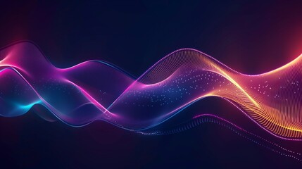 Abstract colorful light gradient line wave motion on dark tone background. Beautiful lights neon glowing at night.