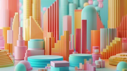 3D rendering of a colorful city
