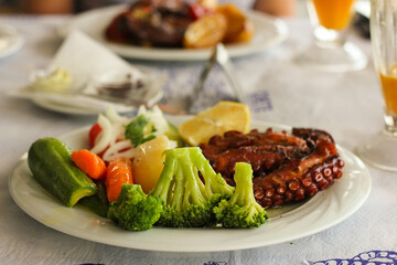 grilled octopus with vegetables