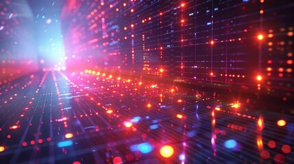 Obraz premium a glowing tunnel of red, blue, and purple lights.