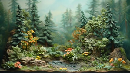 a beautiful forest scene with a river running through it