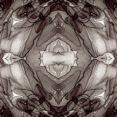 Seamless Texture. White Kaleidoscope Modern. Silver Window Design. Brown Leaf Kaleidoscope. Stained...