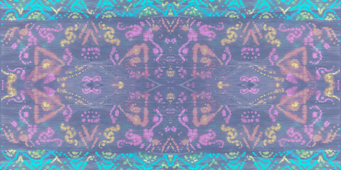 Floral Colored Lace Pattern. Black Aztec Pattern