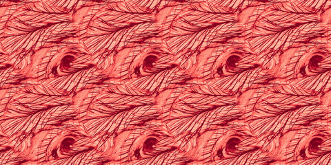 Coral Peacock Invitation. Watercolor Hand Drawn.