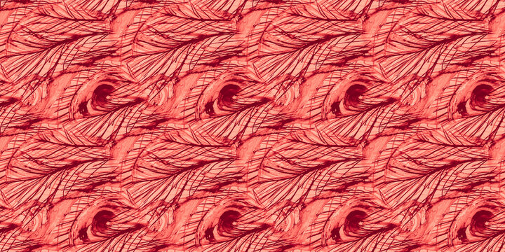 Coral Peacock Invitation. Watercolor Hand Drawn.