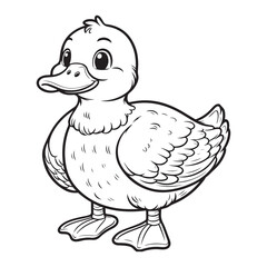 line art of cute duck cartoon vector
