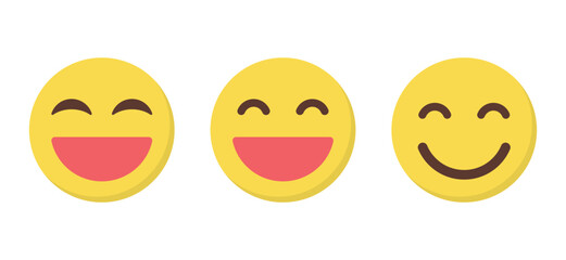 Laugh and smile emoji icon in flat style. Laughing and smiling emoticon concept