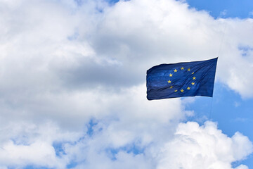 European Union Flag Against Blue Sky