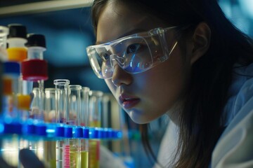 Young Asian Female Scientist Researching Innovative Medicines and Vaccines in Lab
