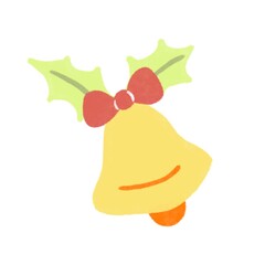 cute christmas bell with red ribbon, illustration christmas clipart