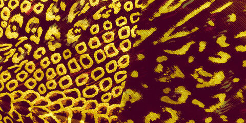 Jungle Leopard Animal. Burgundy Paint Ornament