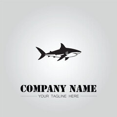 Shark silhouette illustration design for company logo vector image on the white background
