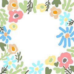 cute colorful flower border frame for card decoration, flora garland