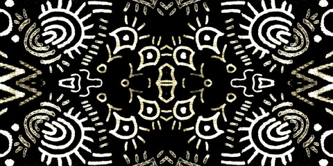 Flower Seamless Pattern. Gray Traditional Textile