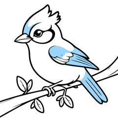 Cute vector illustration of a BlueJay for toddlers