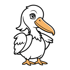 Vector illustration of a cute Pelican for toddlers story books