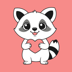 Cute vector illustration of a Raccoon for early readers' delight