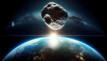 météorite, apophis 2029, flattant dans l'espace en frôlant la terre